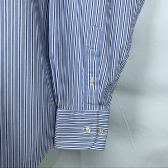 Louis Dell'Olio men's blue/white/gray stripe dress shirt, 16 1/2L, 42 - Picture 5 of 8